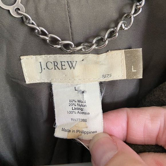 Vintage J. Crew LODEN Green Wool Pea Coat Jacket Sz Large READ - Picture 16 of 16